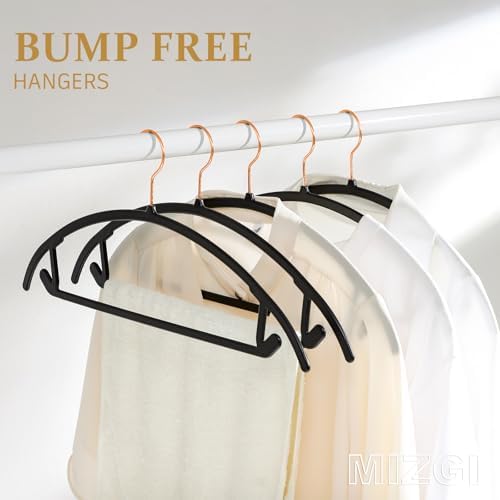 MIZGI Plastic Hangers 50 Pack, Patented Rounded Shoulder Sweater Hangers - Image 2