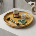 YKAJO Honey Bronze Round Marble Tray, 10" Deep Catchall Vanity Organizer - Image 5