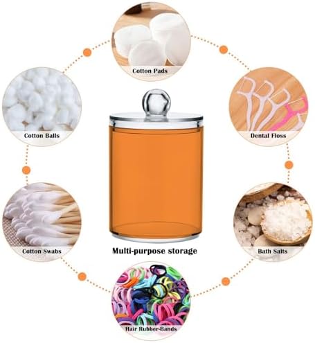 4 Pack Qtip Holder Dispenser with Lids,Orange Storage Containers,Bathroom Canisters Organizer for Cotton Ball,Cotton Swab,Cotton Round Pads,Floss 21214718 - Image 3