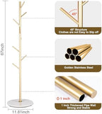 ZOZOE Coat Rack Stand with Marble Base,Golden Metal Coat Rack Freestanding - Image 4
