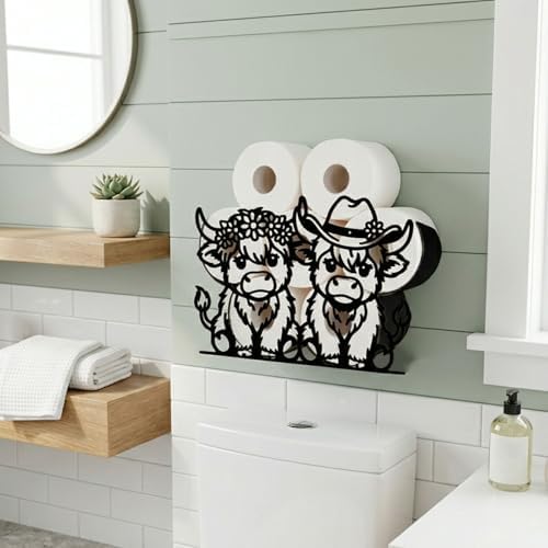 Highland Cow Toilet Paper Holder Wall Mount/Stand for Extra 8 Rolls - Image 6