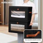 Homsorout Large Closet Storage Bins - Collapsible Clothes Organizer with Handles & Window, Decorative Boxes with Lids, Linen Closet Organizers for Living Room, Dorm, 8 Pack, Black - Image 5