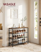 VASAGLE 4-Tier Shoe Rack, 15-20 Pairs, Metal Mesh - Image 2