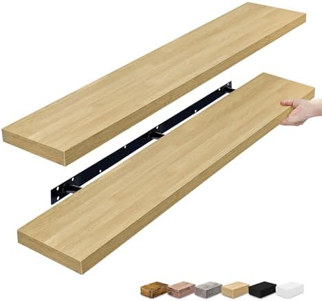 Sorbus Floating Shelves for Wall Storage (55 Inch, 2 Pack, Maple Wood) by Sorbus