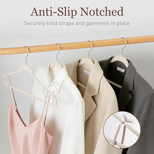 Velvet Hangers 200 Pack, 17.5" Non-Slip Clothes Hangers, Ivory - Image 4