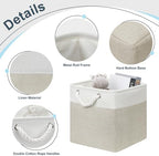 Posprica 11×11 Storage Cubes, Collapsible Storage Bins Organizer for Closet, Fabric Storage Box with Cotton Rope Handles, Decorative Storage Baskets for Shelves, set of 6 - White/Coffee - Image 3