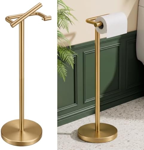 BESy Brushed Gold Freestanding Toilet Paper Holder Stand Free Standing by BESy