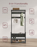 VASAGLE Hall Tree with Bench and Shoe Storage, 2 Fabric Drawers, 10 Hooks - Image 3