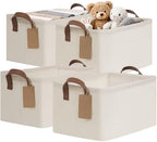 CHICVITA 4 Pack Fabric Storage Bins for Shelves, Metal Frame, 20L Beige by CHICVITA