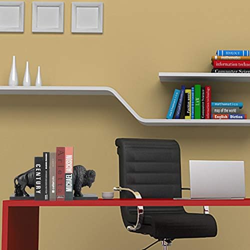 Set of 2 Polyresin Buffalo Bookend,Art bookend, Homedecor for Kids, Office Decor (Black) - Image 5