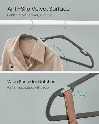 SONGMICS Velvet Hangers 50 Pack, Non-Slip Clothes Hangers, 17 x 8.3 Inches - Image 3