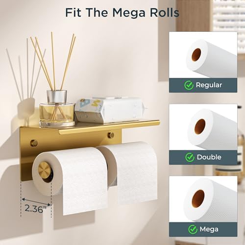 FORIOUS Toilet Paper Holder with Shelf, Commercial Toilet Paper Dispensers - Image 4