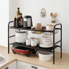 Expandable 2 Tier Under Sink Organizer, Black, 28.74-34.5 Inch Width - Image 5
