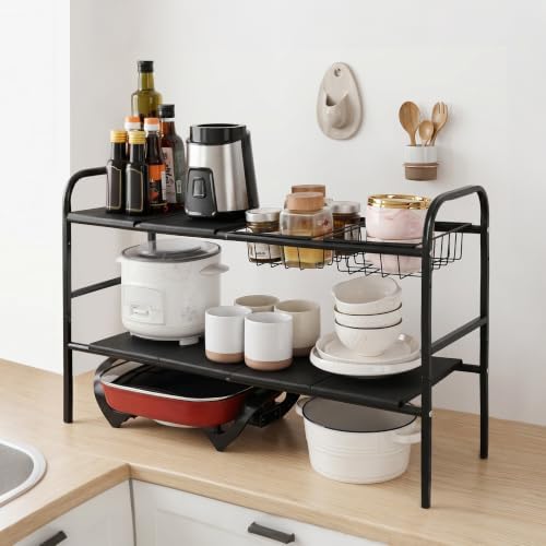 Expandable 2 Tier Under Sink Organizer, Black, 28.74-34.5 Inch Width - Image 5