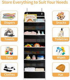 Over the Door Organizer, Door Storage Organizer with Large Capacity Pockets, Hanging Shelves for Bedroom, Closet, Dorm, Pantry (Black, 6-Tier) - Image 3