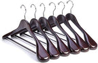 Nature Smile Luxury Mahogany Wooden Suit Hangers - 6 Pack - Wood Coat Hangers,Jacket Outerwear Shirt Hangers,Glossy Finish with Extra-Wide Shoulder, 360 Degree Swivel Hooks & Anti-Slip Bar with Screw by NatureSmile