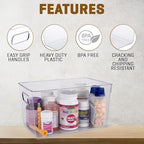 Clear Plastic Storage Bins with Lids, Perfect for Kitchen Organization or Pantry Organization and Storage, Stackable Fridge Organizer Bins, Storage Containers for Organizing, Cabinet Organizers - Image 4