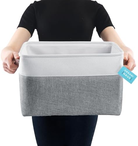 OrganiHaus 16x12.5in Storage Baskets, 3 Pack - Fabric Bins for Shelves - Image 3