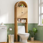 Arched Over The Toilet Storage Cabinet with Fluted Doors, Bathroom Shelf by Woemtoric