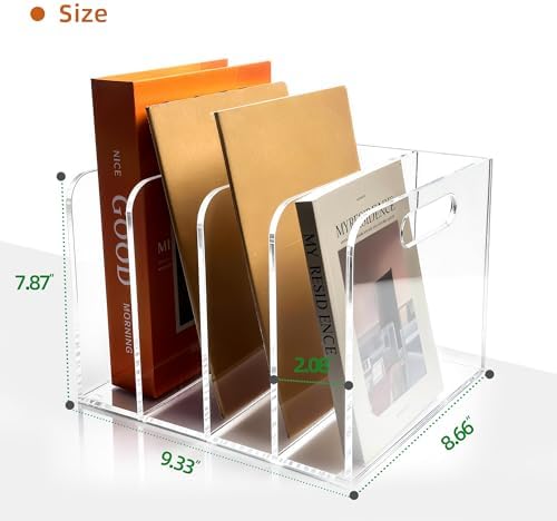 5mm Acrylic Magazine File Holder, 4 Compartment Desk Organizer - Image 2