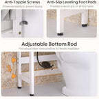 Homde Bathroom Over Toilet Storage Rack: Adjustable 4-Tier Bamboo (White) - Image 5