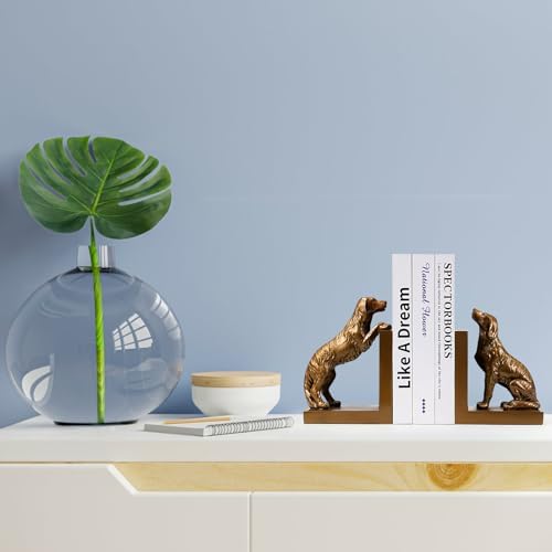 Dog Bookends, Book Ends for Shelves to Hold Books Heavy Duty, Creative Resin Book Holders for Kitchen Desk Home Office - Image 7