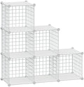 HUBSON Wire Cube Storage Organizer, Book/Toy/Craft/Potted Plants and petCloset Organizers and Storage Shelves, 6-Cube Freely Combinable Metal Grids Storage Shelf,White Plus Iron by HUBSON