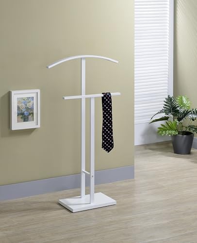 KB Designs - Metal Suit Valet Stand Clothing Organizer, Clothes Rack, Jacket Hanger, Tie Hanger (White) by KB+Designs