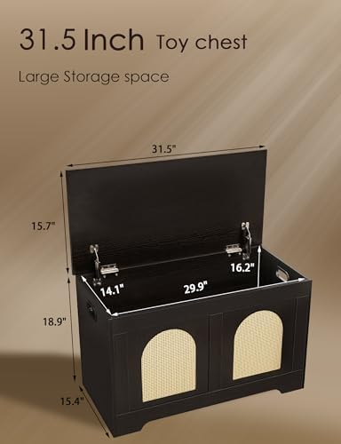DINZI LVJ Storage Chest, Wooden Toy Box, Espresso Oak 31.5" L - Image 3