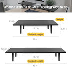 Across-Star Dual-Monitor-Stand-Riser-For-Desk Adjustable Length 32-40 Inch，Large Desktop Computer Monitor Riser For 2 Screens，Desk Shelf Organizer Riser Stand For Computer/Laptop/PC/Printer/TV Black - Image 3