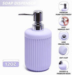 XLHOMO Resin Light Purple Bathroom Accessories Set 5 Pcs, Lotion Soap Dispenser, Toothbrush Holder, Bathroom Tumbler, Qtip Holder and Vanity Tray, Bathroom Countertop Organizer Set for Home Apartment - Image 3
