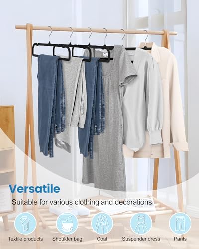 Black Velvet Hangers Non-Slip 20 Pack Felt Hangers for Pants Trouser Hanger - Image 6