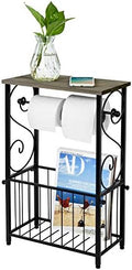 MyGift Toilet Paper Holder Stand with Magazine Rack, Gray Wood Shelf by MyGiftHome