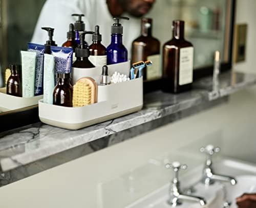 Joseph Joseph EasyStore Bathroom Storage Caddy, Toothbrush and Toothpaste Organiser for Bathroom Accessories, Matt Finish, Ecru - Image 4
