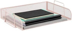 Mind Reader Stackable Paper Tray, Desktop Organizer, File Storage, Office, Metal Mesh, 4 Pcs., Pink (Pack of 4) - Image 5