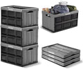 CleverMade Collapsible Storage Bins, 62L 3 Pack, 100 lb Stackable, Stone by CleverMade