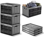 CleverMade Collapsible Storage Bins, 62L 3 Pack, 100 lb Stackable, Stone by CleverMade