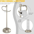 BESy Toilet Paper Holder Floor Stand, Bathroom Freestanding Nickel - Image 4