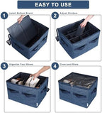 Moteph Shoe Organizer Closet Storage Solution with Clear Cover & Adjustable Dividers for Shoes, Handbags, Blankets, Linen, Clothing (Medium - 16 Pairs, Navy Blue) - Image 5