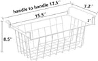 Slideep 17.5" Large Hanging Baskets Freezer Organizer Bin Sturdy Metal Wire Storage Baskets Organization for Pantry, Kitchen, White, Set of 2 - Image 2