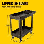 Rubbermaid Commercial Products 2-Shelf Utility/Service Cart, Small, Lipped Shelves, Storage Handle, 500 lbs. Capacity, for Warehouse/Garage/Cleaning/Manufacturing - Image 5