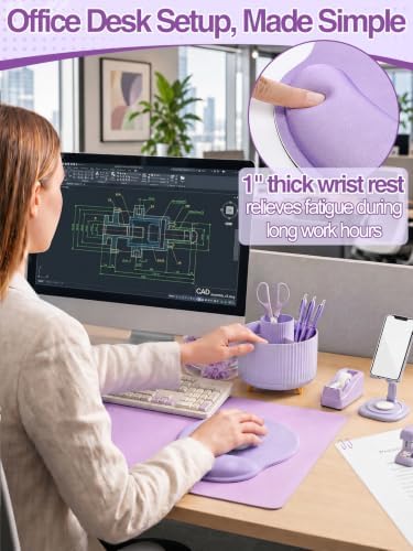 76Pcs Purple Desk Accessories Set, Office School Supplies for Women Girls - Image 5