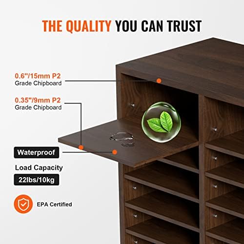 VEVOR Literature Organizers, 36 Compartments Office Mailbox with Adjustable Shelves, Wood Literature Sorter 39.3x12x26.8 inches for Office, Home, Classroom, Mailrooms Organization, EPA Certified Brown - Image 3