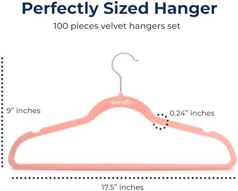 SereneLife Velvet Hangers – 100 Pack, Slim & Space Saving for Closets - Image 2