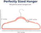 SereneLife Velvet Hangers – 100 Pack, Slim & Space Saving for Closets - Image 2