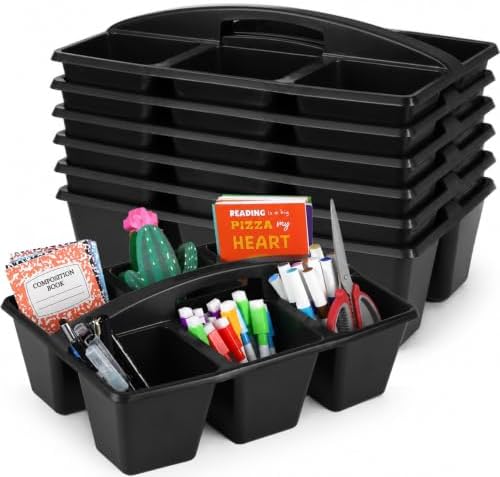 6 Pack Classroom Caddy with Handle, 6 Compartment (Black) by Yakydesign