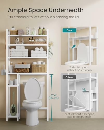 SONGMICS 4-Tier Bamboo Over the Toilet Storage with Adjustable Shelves - Image 6