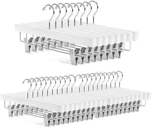 Nature Smile Deluxe Wooden Pants Hangers, White, Pack of 28 by NatureSmile