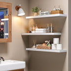 HOOBRO Floating Shelves for Wall, Wall Mounted Shelf Set of 2, 31.5" Hanging Shelf with Invisible Brackets, for Wall Decor Storage in Bathroom Bedroom Kitchen Living Room Office, White WT80BJP201 - Image 5
