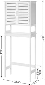 SONGMICS Bamboo Over The Toilet Storage Cabinet, Adjustable Inside Shelf - Image 3